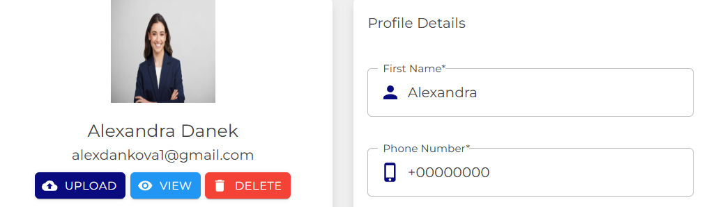 Profil používateľa Profil používateľa s fotografiou, menom, e-mailom a detailmi profilu.